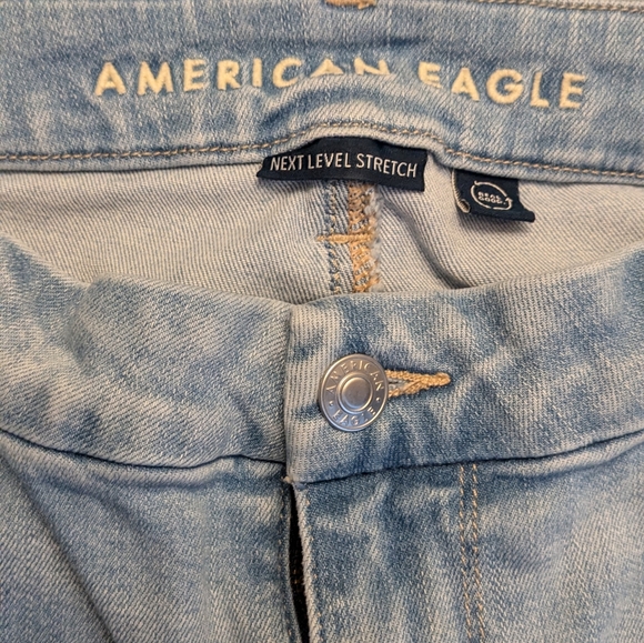American Eagle Curvy High Rise Jeggings Sz 16 Ripped Distressed Jeans - Picture 4 of 6